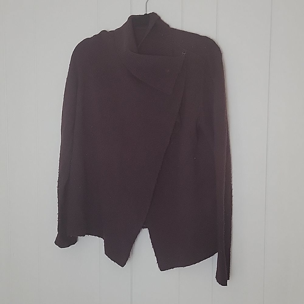 Burgundy sweater with crossover flap